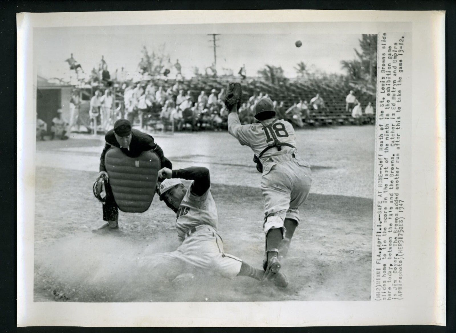 Jef Heath Ed Mutryn Jim Boyer 1947 Press Photo Poster painting St. Louis Browns Philadelphia A's