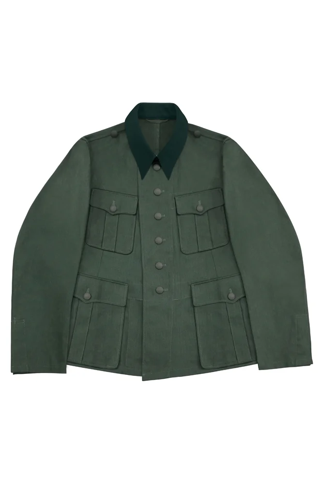   Wehrmacht German M1936 Officer Summer HBT Reed Green Field Tunic (6 Buttons) German-Uniform