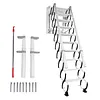 [US Local Warehouse] Wall-Mounted Folding Stairs Attic Ladder Pull Down System with Handrails Retractable Loft Ladder for Indoor/Storehouse/Basement 600lbs Capacity
