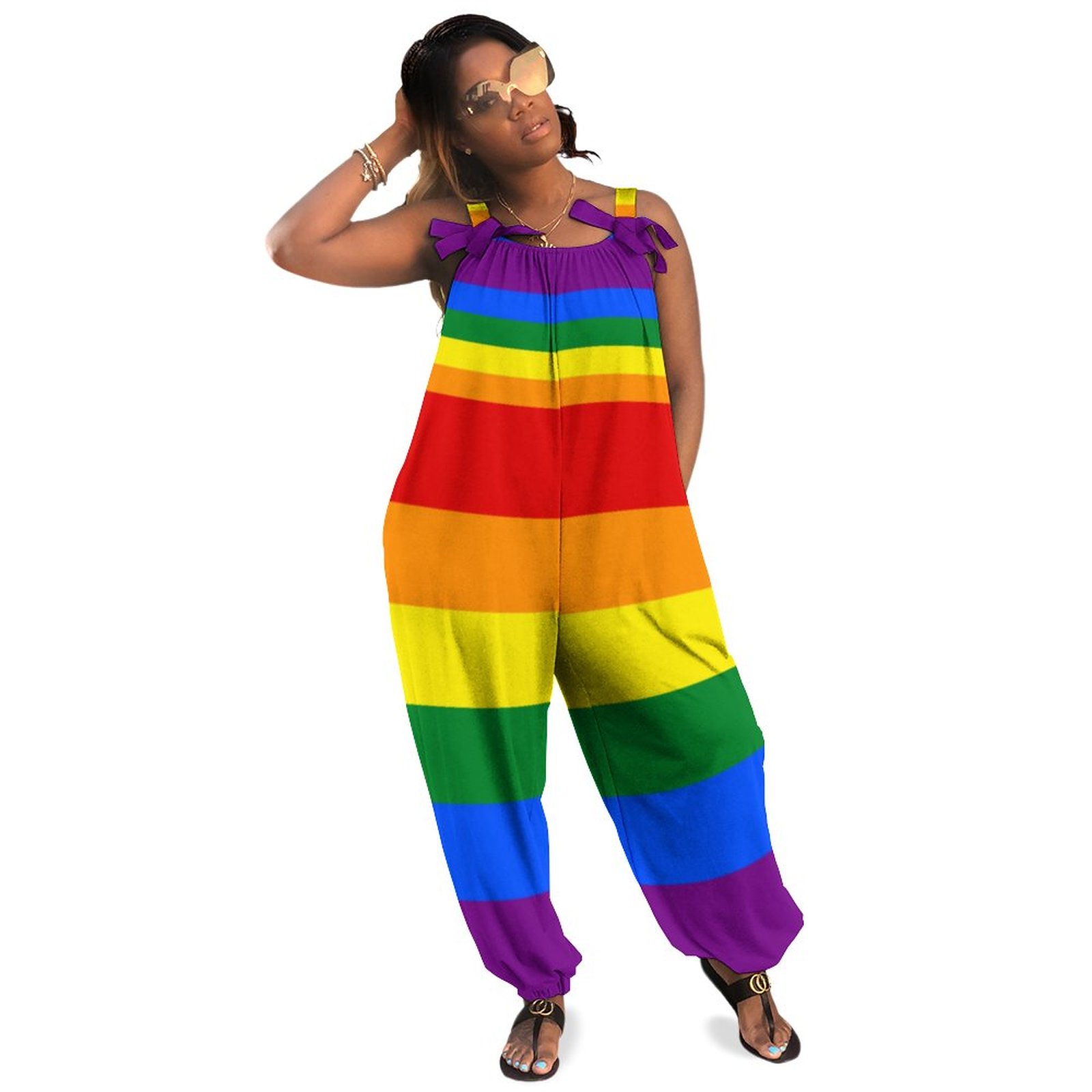 Love Equality Rainbow Flag Lgbt Lesbian Gay Pride Boho Vintage Loose Overall Corset Jumpsuit Without Top