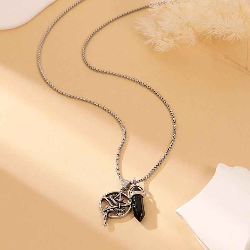 Jewelry Classical Retro Punk Snake 304 Stainless Steel Pendant Necklace