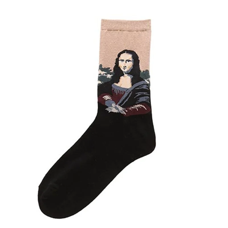 CUHAKCI Cotton Socks Funny Oil Painting Fashion Happy Socks Night Winter Male Female Colorful Print Van Gogh Art Sock one pair