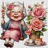 Happy Old Lady On Swing-11CT Stamped Cross Stitch 45*45cm/17.72*17.72in