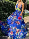 Floral Printed Plunging Maxi Dress