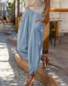 High Waist Solid Color Easy Trousers Long Pants