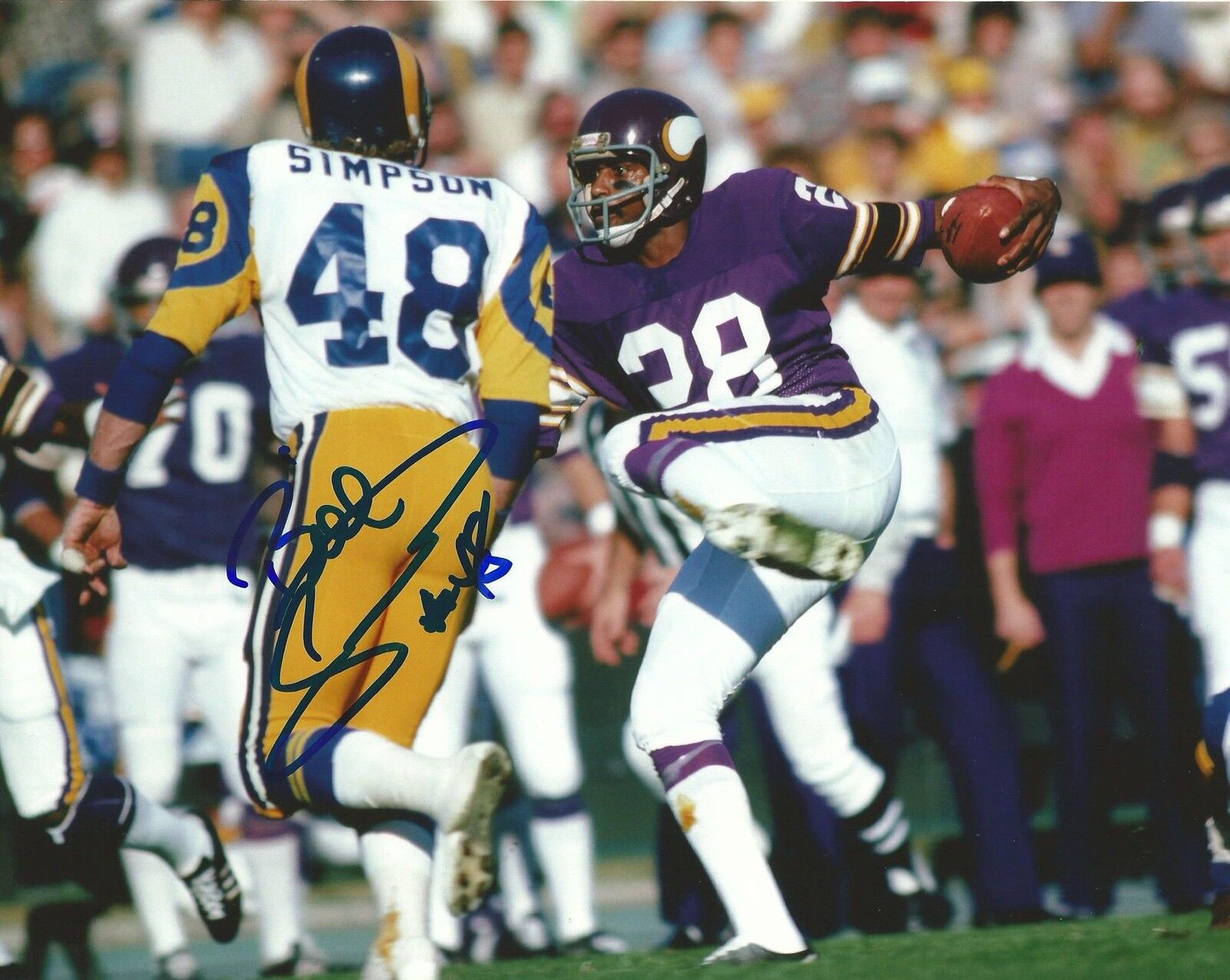 Bill Simpson Signed 8x10 Photo Poster painting Picture Los Angeles Rams White Jersey #48 Auto'd