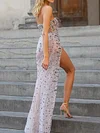 Shiny Off-The-Shoulder Split-Side See-Through Sexy Bandeau Maxi Dress