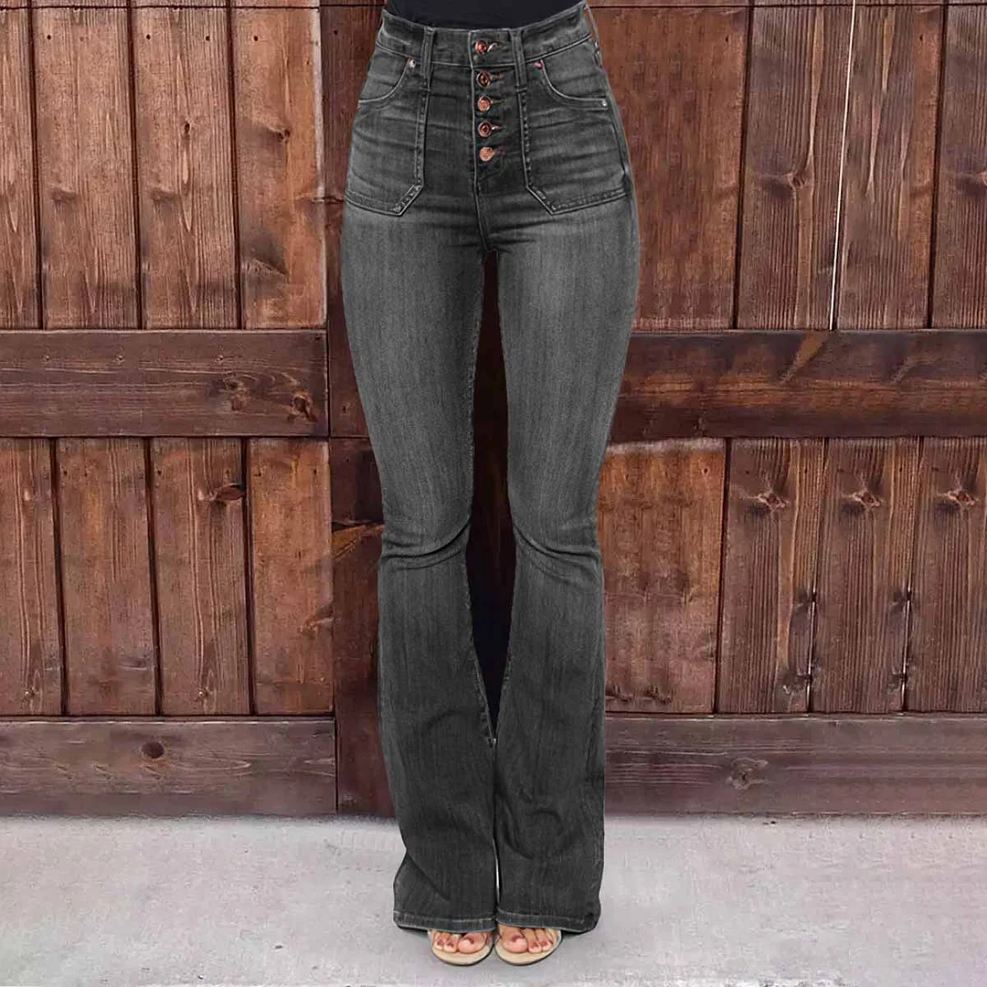 Classic Wash High Rise Flared Jeans