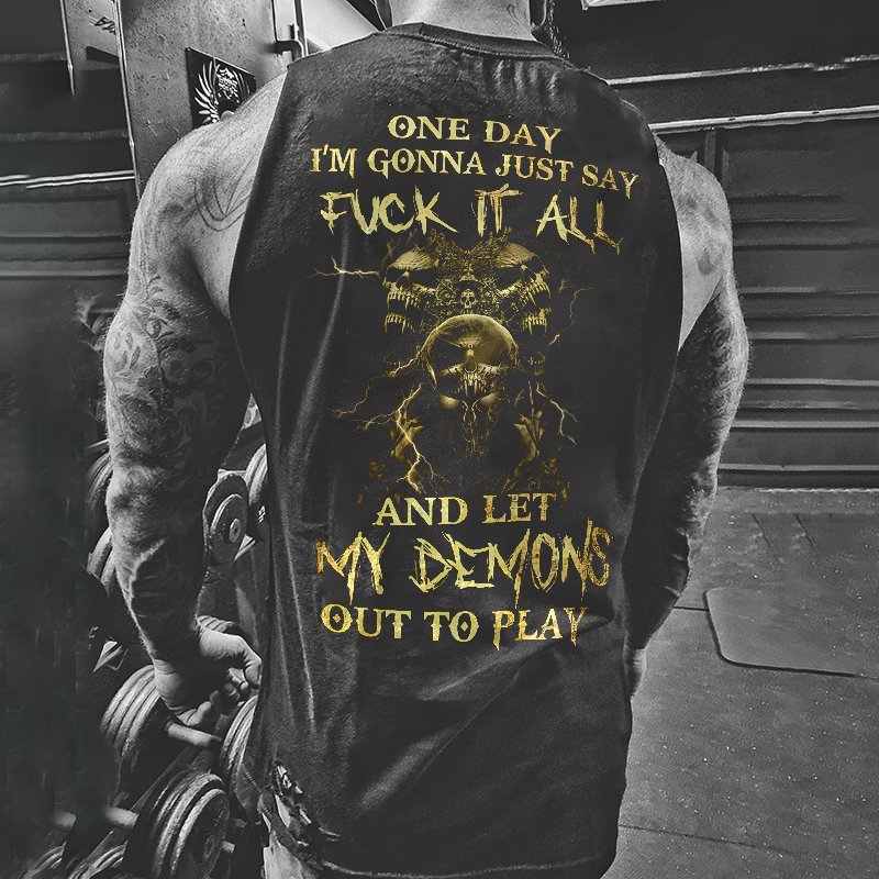 Dangerous Reaper Smoke Skull Vintage Mens Sleeveless Shirt