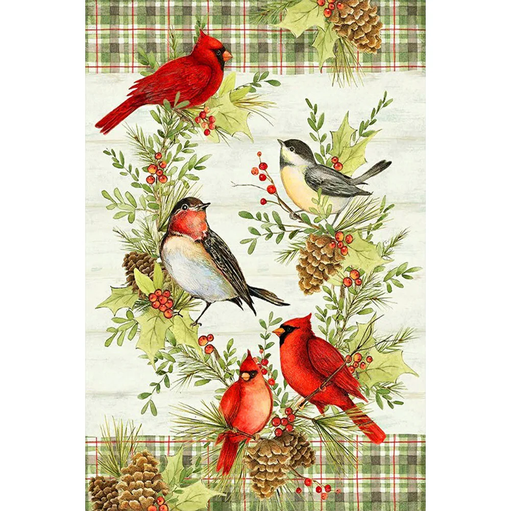 Cardinal Bird Framed View 50*50cm(canvas) full round drill diamond