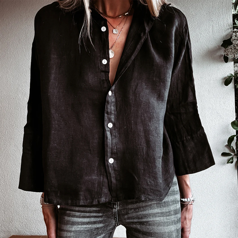 Solid Color Cotton And Linen Shirt hjn Shicloths
