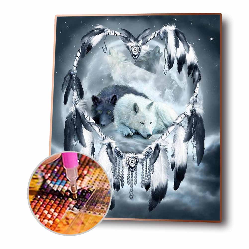 

(Multi-Size) Wolf Dream Catcher - Round/Square Drill Diamond Painting - 30*40CM, Round diamond 30*40cm, 501 Original