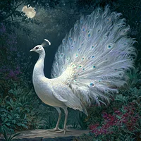 White Peacock in Moonlight - Diamond Painting