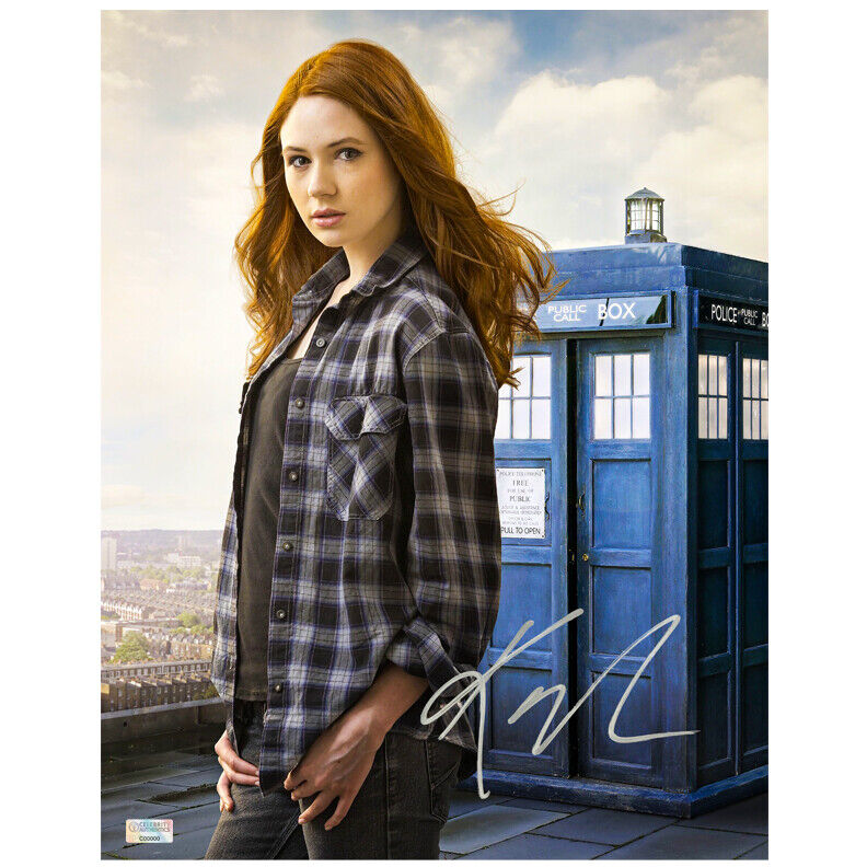 Karen Gillan Autographed 2005 Dr Who Amy Pond TARDIS 11x14 Photo Poster painting