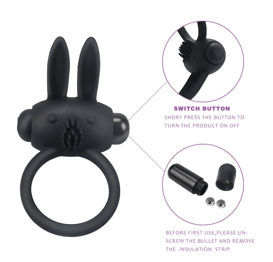 Rabbit Silicone 1 Vibration Cock Ring for Male and Couples-FUNSEXDOLLS