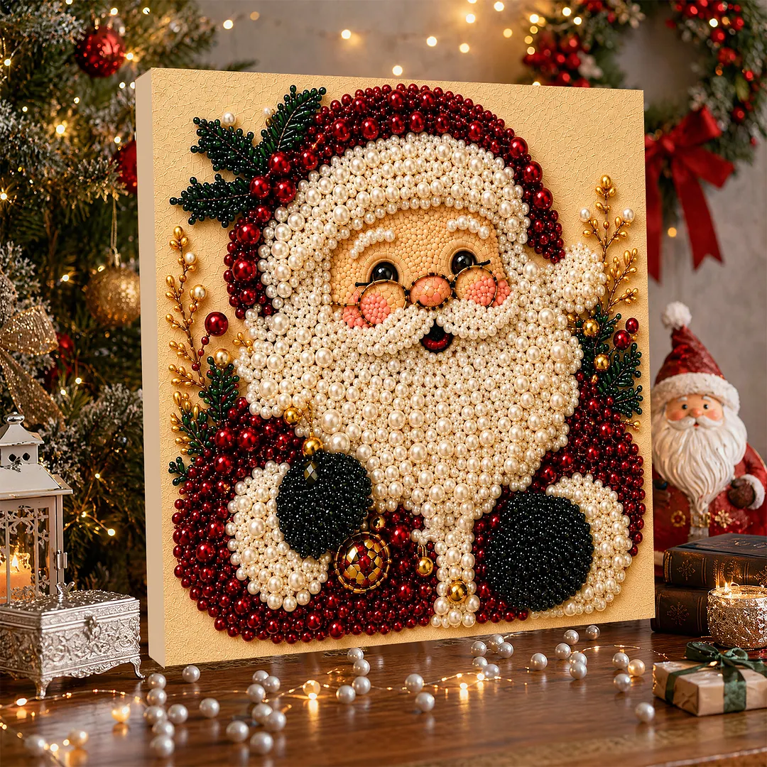 Pearl Painting Kit for Adults Framed Christmas Santa