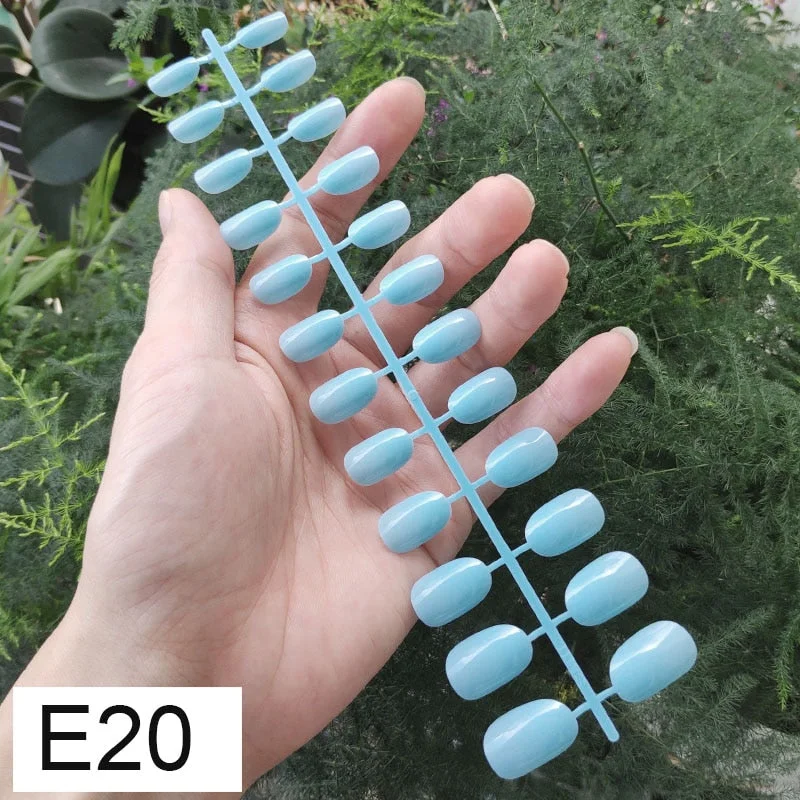 10 Sets Round Shape False Nail Tips In Same Color 24 Pieces/Set 10 Sizes Press on Fake Nails DIY Manicure Finger Nail Tips-Nail Inspo