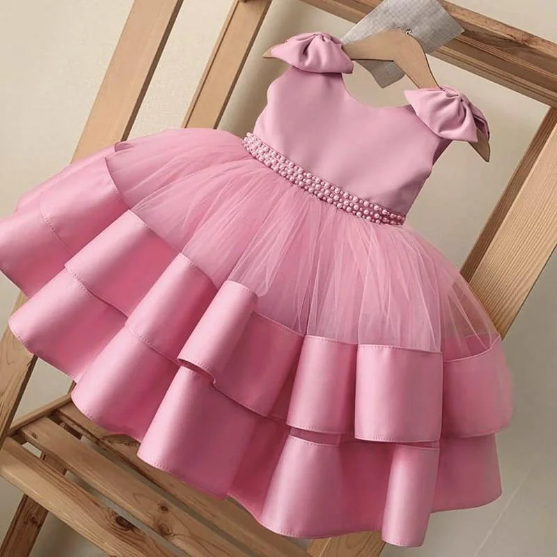 Summer Baby Girl Dress 1st Birthday Party Dress For Girl Princess Dresses Big Bow Infant Christening Clothes Toddler Girl Gown