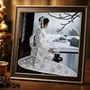 Snow Garden Kimono Lady Special Shaped 5D DIY Partial Drill Diamond Painting Kits for Adults Beginners Home Decor Diamonds Dots Gem Art Kits Diamond Art Kit 11.81 X11.81inch