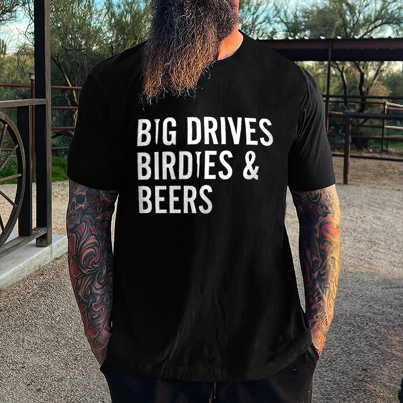 Livereid Big Drives Birdies & Beers Printed Men's T-shirt - Livereid