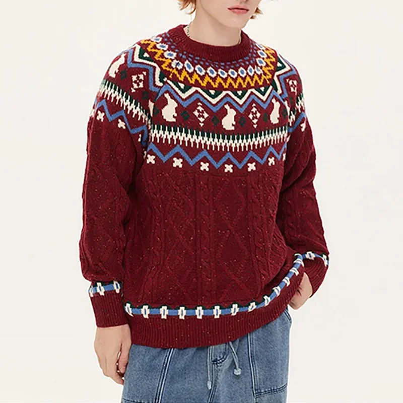 Festive Knit Casual Sweater For Men