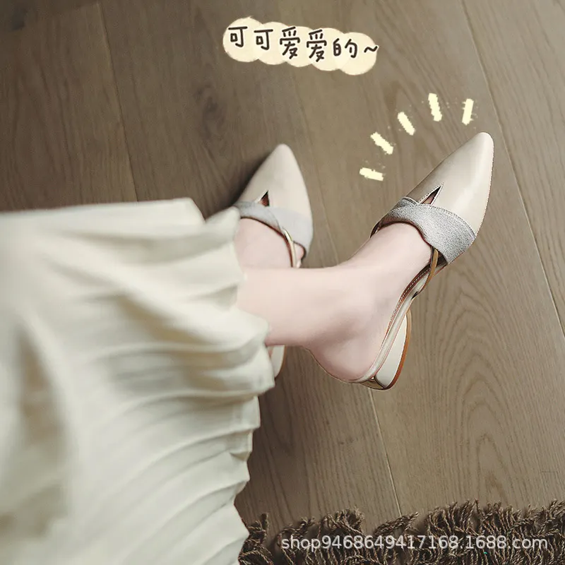 Breakj Breakj Half Slippers Women's Summer Wear 2025 Summer New Shoes Pointed Flat Bottom Muller Cool Slippers Half-To-Single Shoes