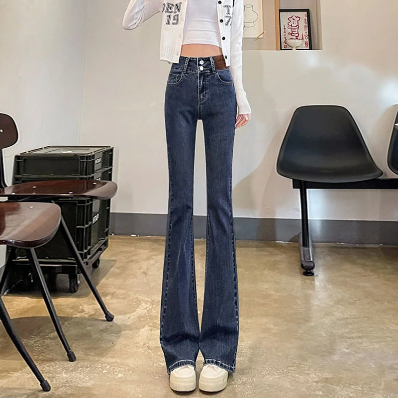 Toloer Toloer Women's Wear 2024 New Elastic High Waist Slim Show Thin Hot Girl Bell Bottoms Ins-Outfit Ideas