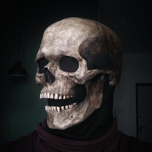 Full Head Skull Mask/Helmet with Movable Jaw