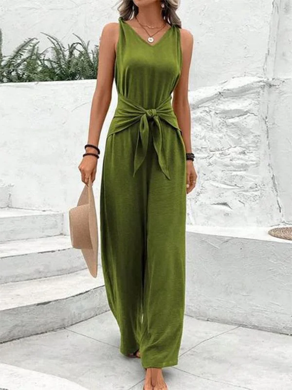 Casual And Comfortable State Belt Romper