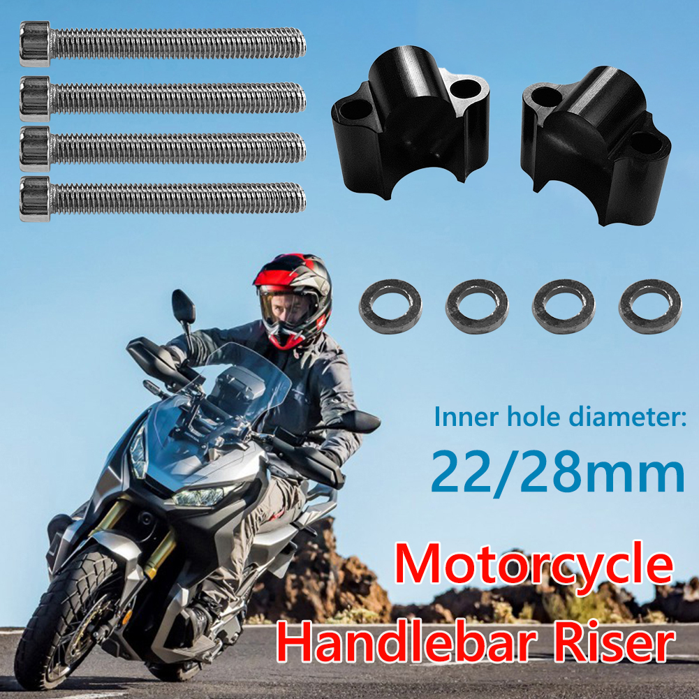 

2pcs Aluminum Alloy Motorcycle Handlebar Riser Kit Bar Mounting Clamp Black, 22 mm, 501 Original