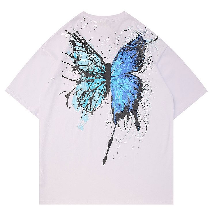 Girlfriend Boyfriend Butterfly Print T-shirt - Modakawa Modakawa