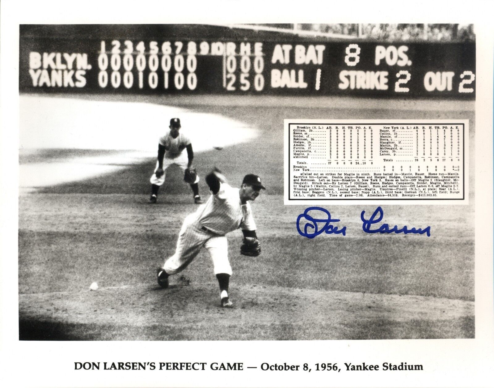 Don Larsen New York Yankees Autographed Signed 8x10 Photo Poster painting 1956 WS Perfect Game