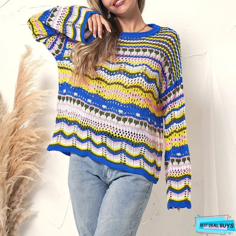 Colourful Striped Knit Sweater