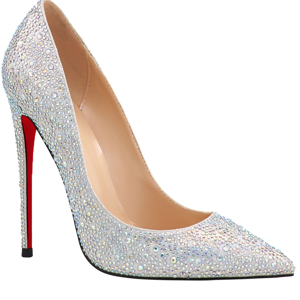 120mm Women's Classic Bridal Wedding Party Red Bottom Pumps Shine Closed Pointed Toe Heels-MERUMOTE