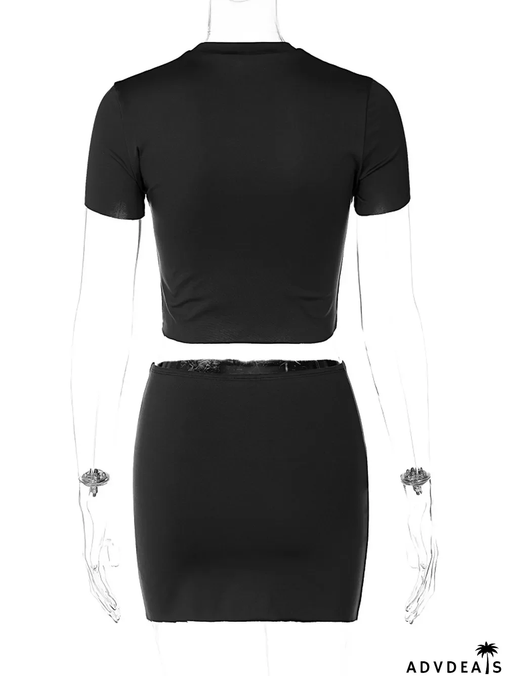 Women Crop Top and Skirt Two-Piece Set