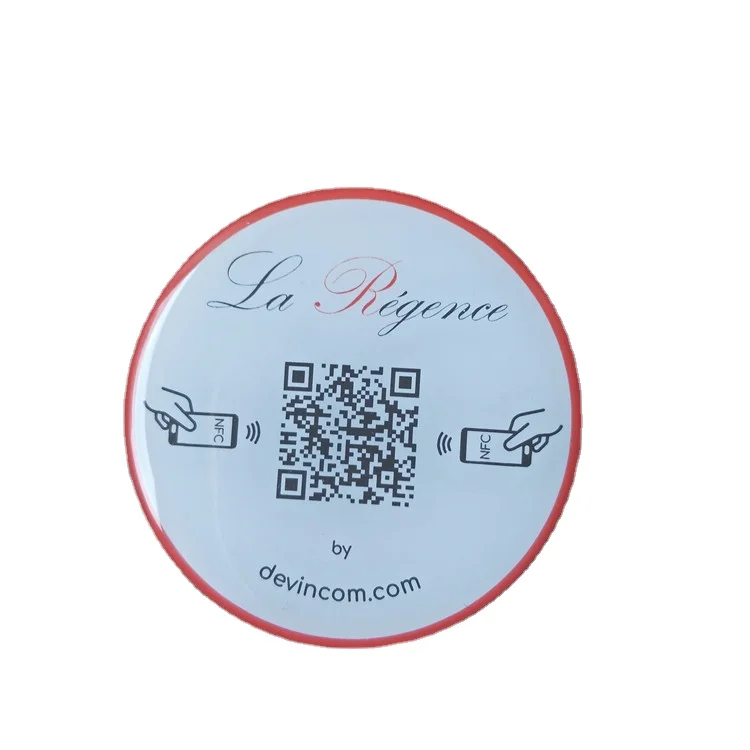 60mm Customized Epoxy QR Code Menu Nfc Tag Pasted To Table For Self Ordering Food In Restaurant