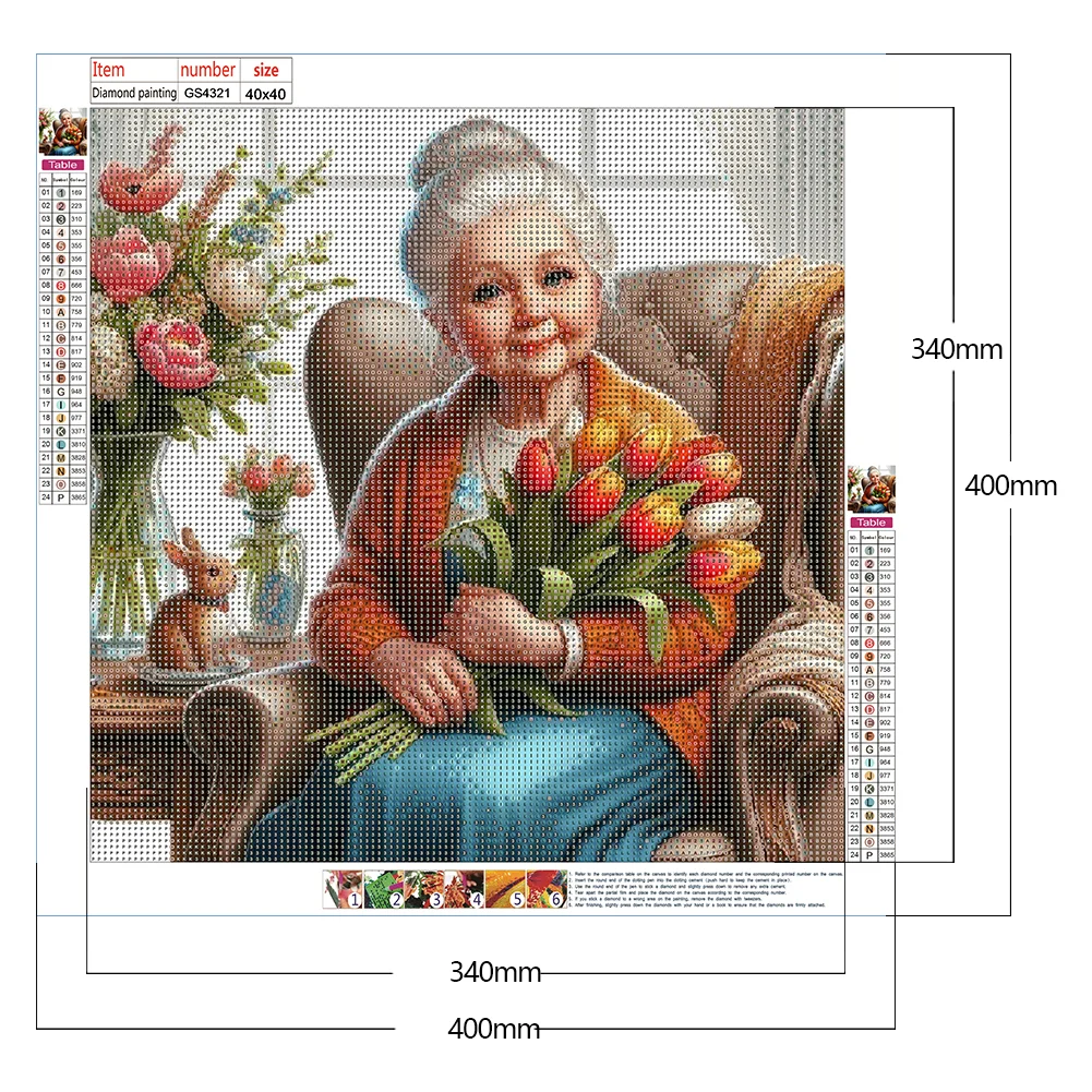 Full Round Diamond Painting 40*40cm - Kind Grandma