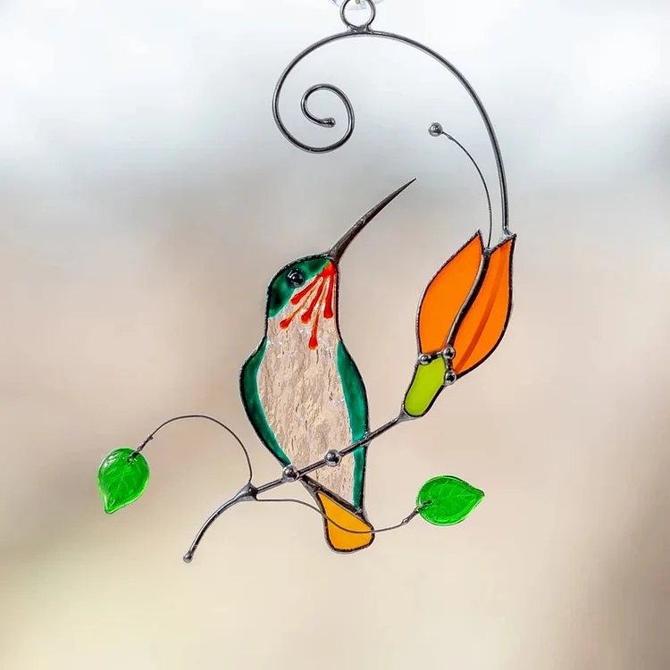 Hummingbird stained glass window hangings Mothers Day gift Stained glass bird suncatcher