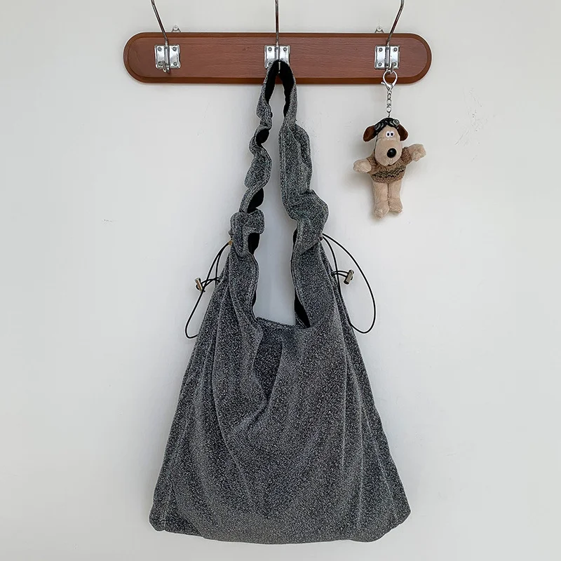 Mongw Mongw Wide Shoulder With Cross-Body Bag Girls Senior Sense Minority Armpit Bag Pull Rope Fold Versatile Large Capacity Shoulder Bag