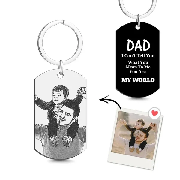 Custom Photo Tag Keychain You Are My World  Gifts for Dad