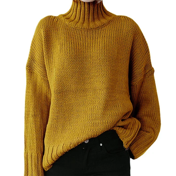 Wongn Wongn Autumn And Winter New High Collar Long Sleeve Solid Color Knit Jumper Sweater Women's Clothing