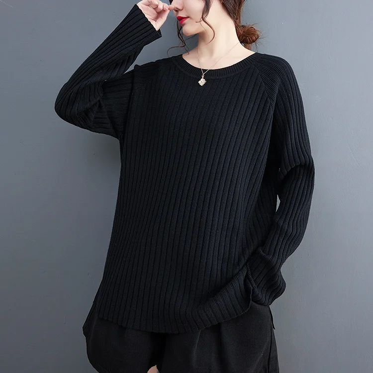 Classic Striped Round Neck Sweater - yankia