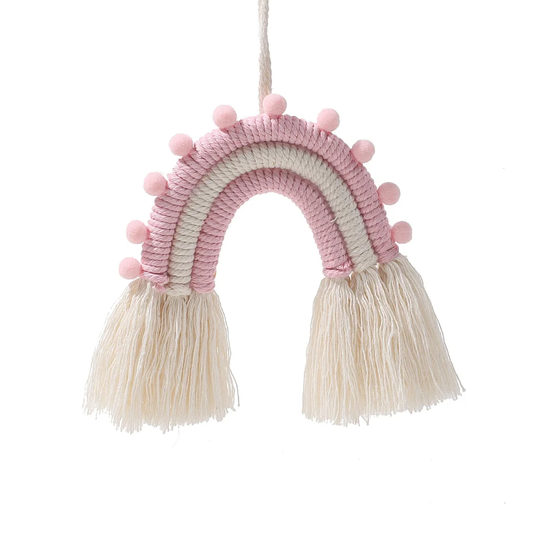 Nordic Handmade Woven Macrame Rainbow Wall Hanging Decorative Home Boho Decor Rainbow Birthday Party Decorations Kids Baby Room