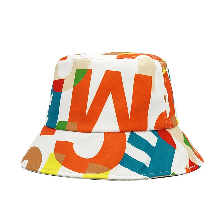 Hip Hop Colorful Letters Print Cotton Outdoor Bucket Hats at Hiphopee