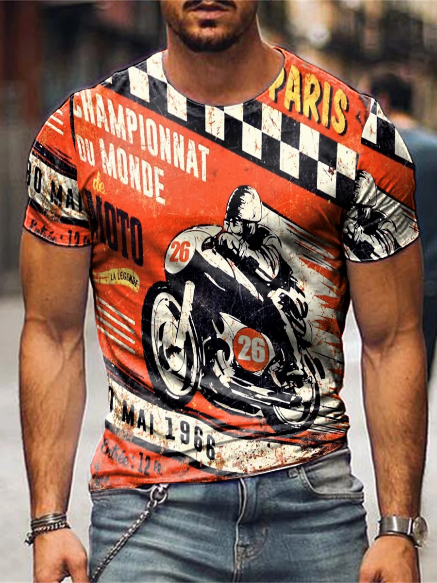 Mens Crew Neck Motorcycle Short Sleeve Tops T-shirts / [viawink] /