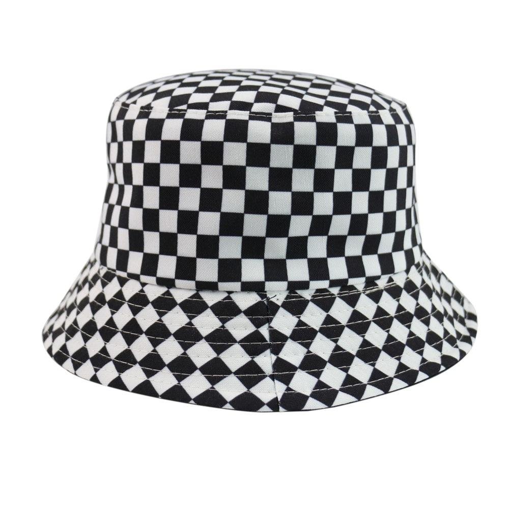 black and white check hat