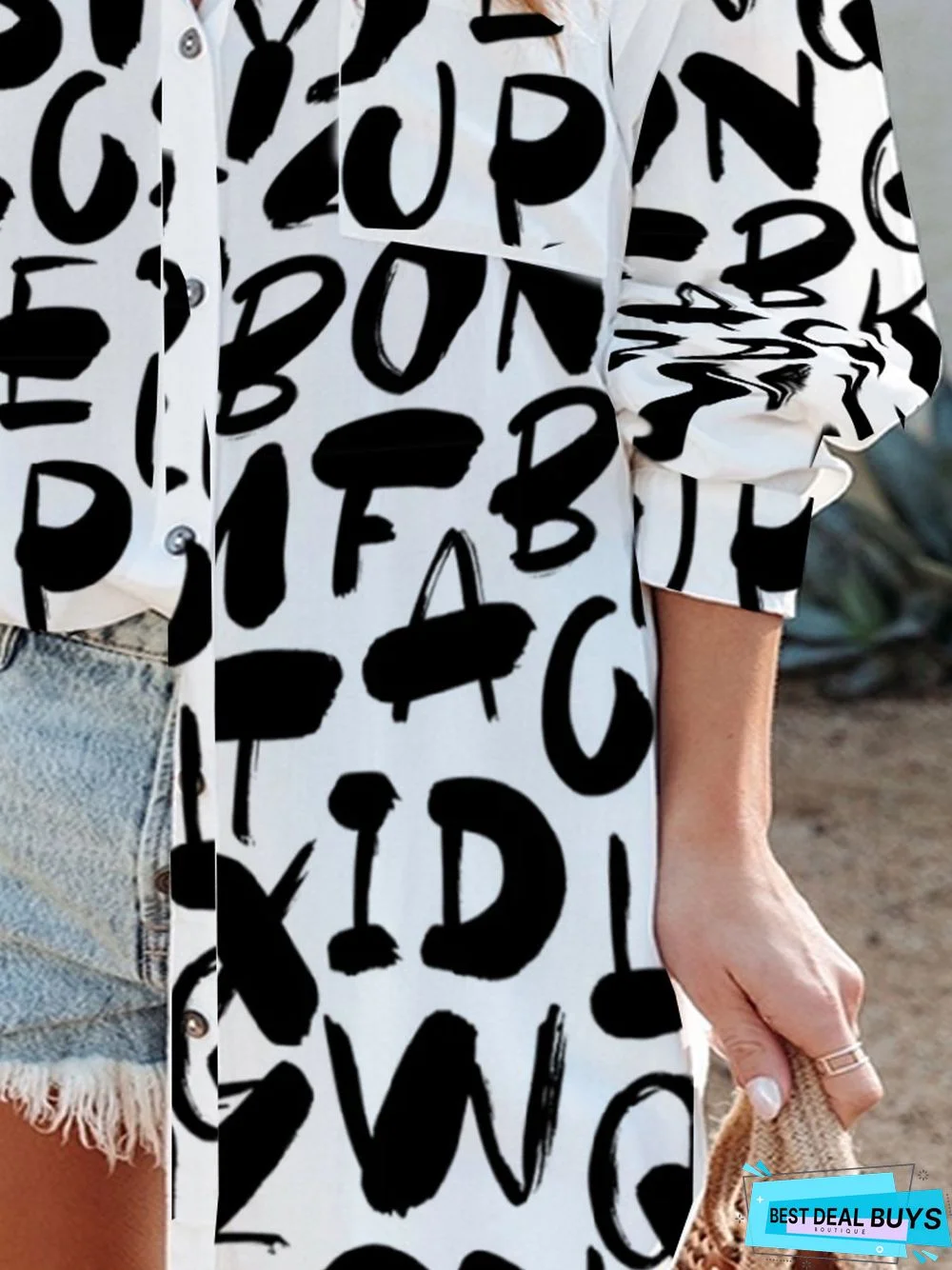 Text Letters Casual Shirt Collar Daily Blouse