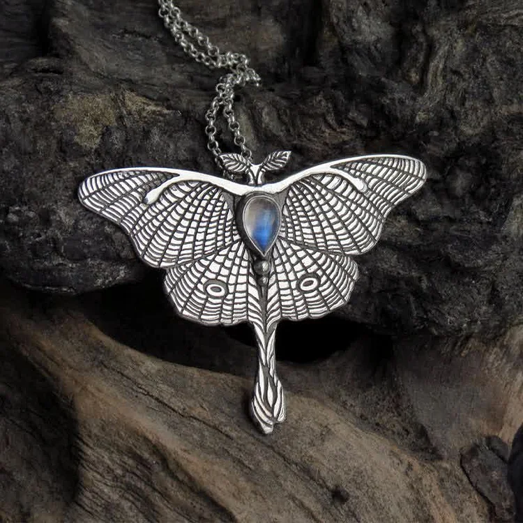 Luna Moth - Sterling Silver Butterfly Necklace