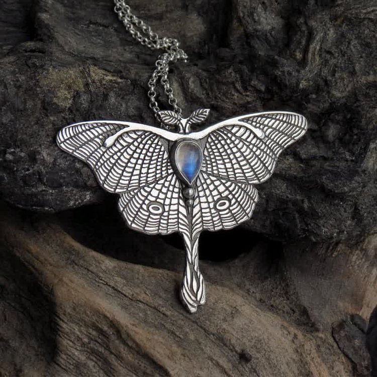 Luna Moth - Sterling Silver Butterfly Necklace