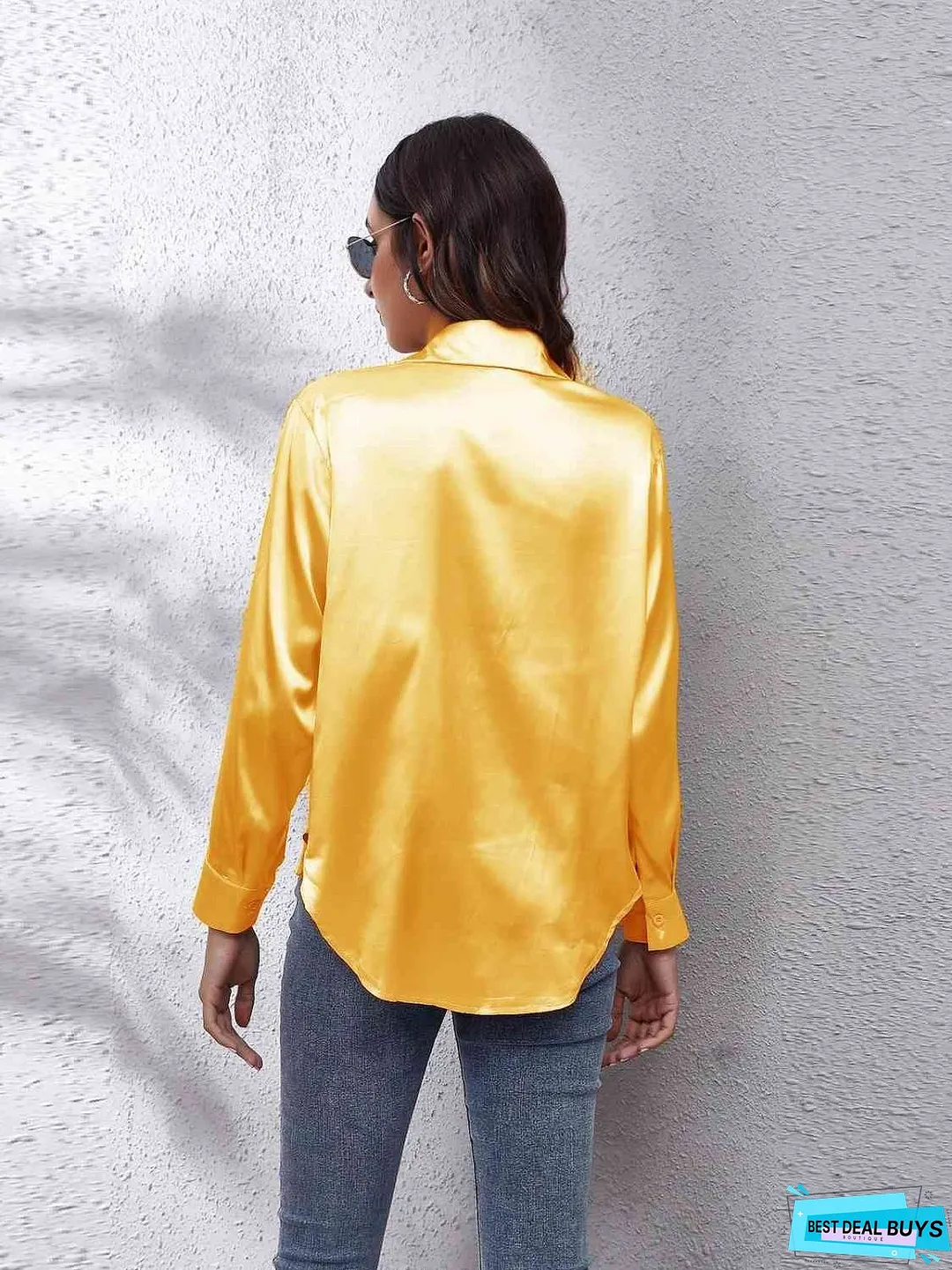 Collared Neck Buttoned Long Sleeve Shirt